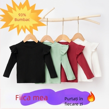 Tricou cu mânecă lungă pentru fete de mărime mică și mijlocie, tricou de bază cu mânecă mică, primăvară și toamnă, producători de topuri pentru bebeluși de sex feminin