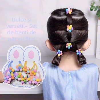 Frânghie de păr cu lipici moale pentru fete, cu cap de flori, dulce și drăguță, nu doare, frânghie de păr pentru bebeluși, inel de păr cu fundă