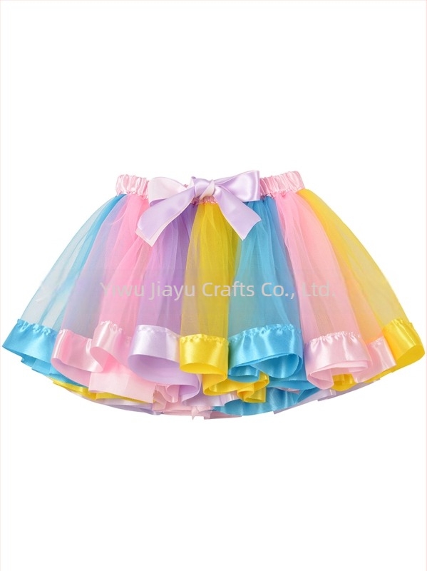 Fustă curcubeu europeană și americană Amazon, fustă tutu din plasă, fustă de dans pentru copii, fustă pentru fete, fustă de performanță ponton