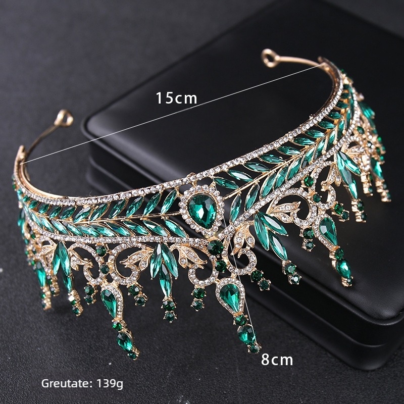 Accesorii de păr pentru coroana de mireasă transfrontalieră, accesorii de păr pentru cină de nuntă europeană și americană, stil baroc cu stras, coroană, accesorii de păr