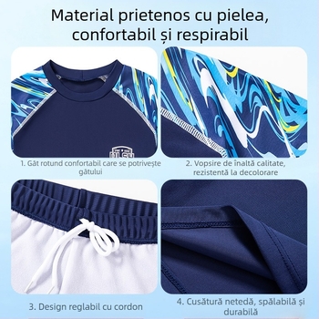 Băieți costum de baie set stil coreean camuflaj plajă costum de baie pantaloni scurți de înot pentru copii de mărime medie și mare, cu uscare rapidă, costum de baie pentru studenți, antrenament de înot