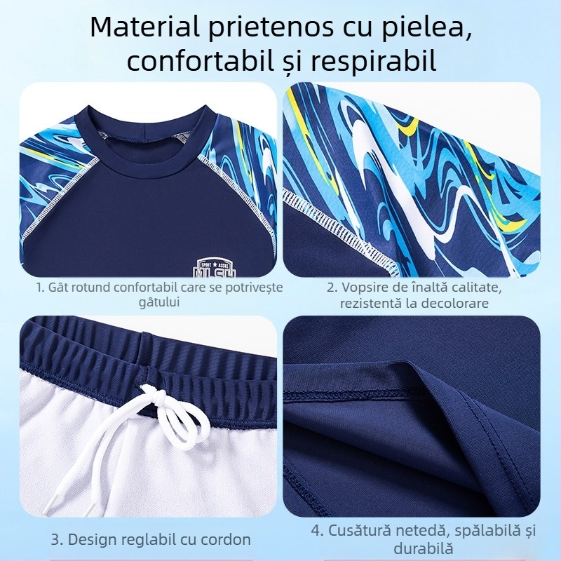 Băieți costum de baie set stil coreean camuflaj plajă costum de baie pantaloni scurți de înot pentru copii de mărime medie și mare, cu uscare rapidă, costum de baie pentru studenți, antrenament de înot