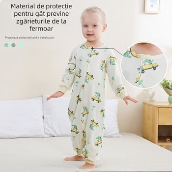 Pijamale dintr-o singură piesă Michley Kidsren din bumbac pur, categoria sac de dormit pentru copii, costum dintr-o singură piesă cu desene animate, respirabil și confortabil vara