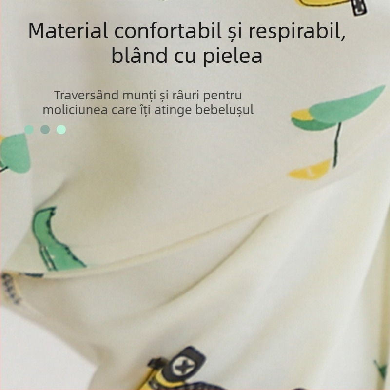 Pijamale dintr-o singură piesă Michley Kidsren din bumbac pur, categoria sac de dormit pentru copii, costum dintr-o singură piesă cu desene animate, respirabil și confortabil vara