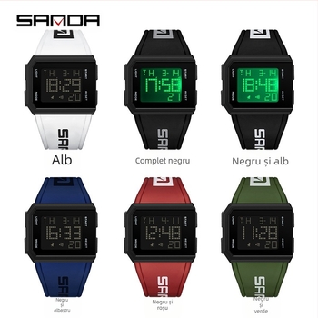 Sanda Aliexpress Popular Square Watch pentru bărbați și femei cu un singur afișaj luminos electronic ceas pentru tineri multifuncțional personalizat ceas