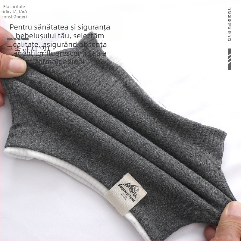 Eșarfă tricotată cu etichetă de pânză de toamnă și de iarnă, culoare solidă, cu guler cald, pentru băieți și fete, eșarfă simplă pentru copii, strat dublu, culoare contrastantă