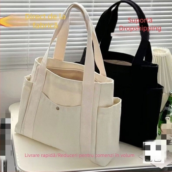 Geantă de pânză nouă 2024, geantă de umăr pentru femei, geantă de mare capacitate, plină de cărți, pentru studenți, pentru navetiști, geantă de mână nouă