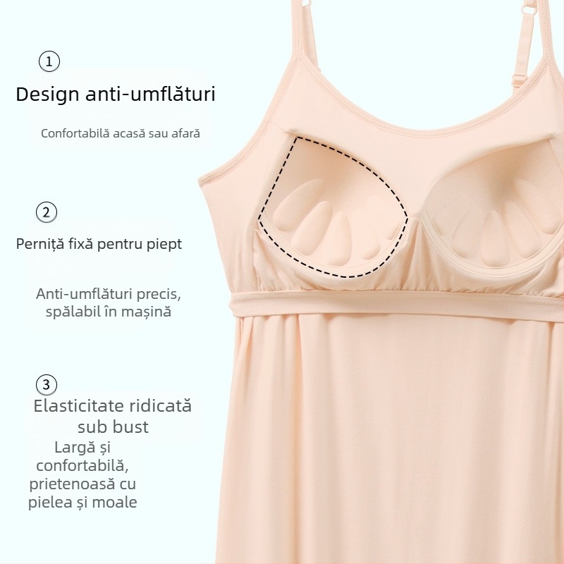 Cămașă de noapte pentru femei, vară, en-gros, din modal, cu curea pentru piept, fustă lungă, subțire, mărime plus, poate purta pijamale, o generație de păr