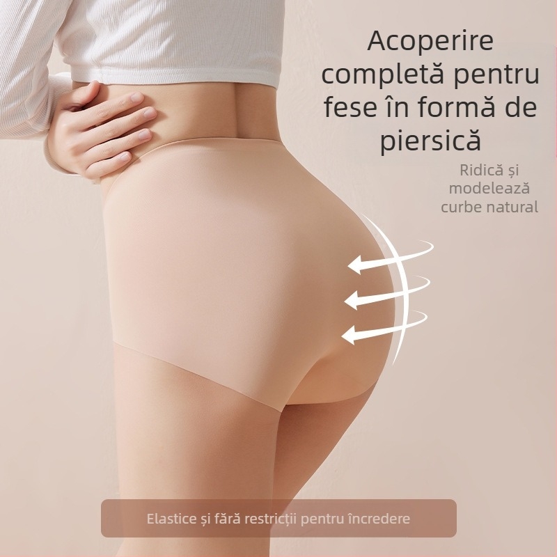 Chiloți cu talie medie-înaltă pentru femei, dintr-o singură bucată, non-marking, antibacterian, din bumbac între picioare, subțiri, respirabile, pentru ridicarea șoldurilor și abdomenului