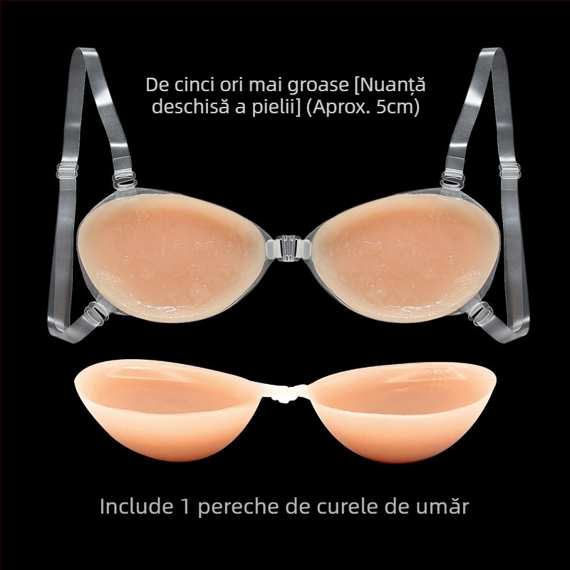 Sutien invizibil din silicon cu tampoane pentru sâni, de culoare deschisă, în stoc, pentru rochii de mireasă și înot, impermeabil și îngroșat pentru protecție suplimentară
