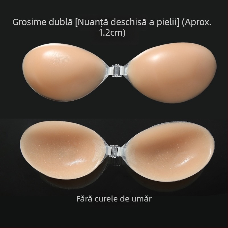 Sutien invizibil din silicon cu tampoane pentru sâni, de culoare deschisă, în stoc, pentru rochii de mireasă și înot, impermeabil și îngroșat pentru protecție suplimentară