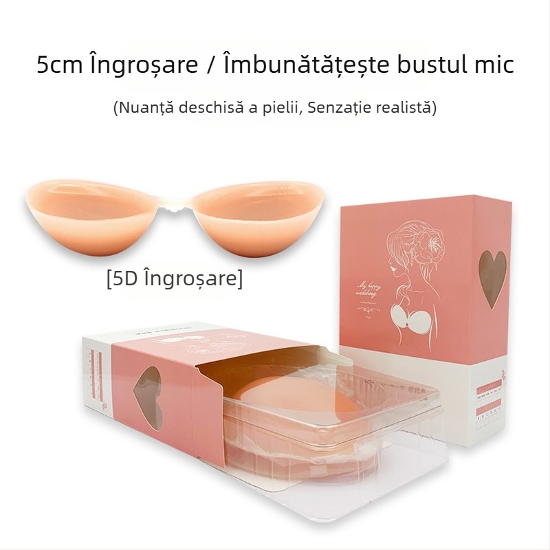 Sutien invizibil din silicon cu tampoane pentru sâni, de culoare deschisă, în stoc, pentru rochii de mireasă și înot, impermeabil și îngroșat pentru protecție suplimentară