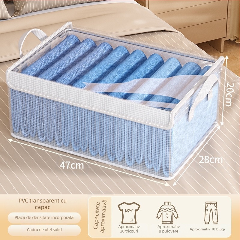 Cutie de depozitare pentru haine, cutie de organizare pentru haine și pantaloni, lavabilă, pentru uz casnic, dulap, depozitare în straturi, cutie de depozitare pentru artefacte, coș