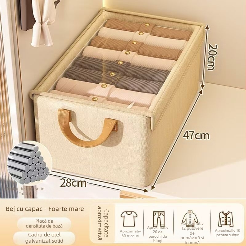 Cutie de depozitare pentru haine, cutie de organizare pentru haine și pantaloni, lavabilă, pentru uz casnic, dulap, depozitare în straturi, cutie de depozitare pentru artefacte, coș