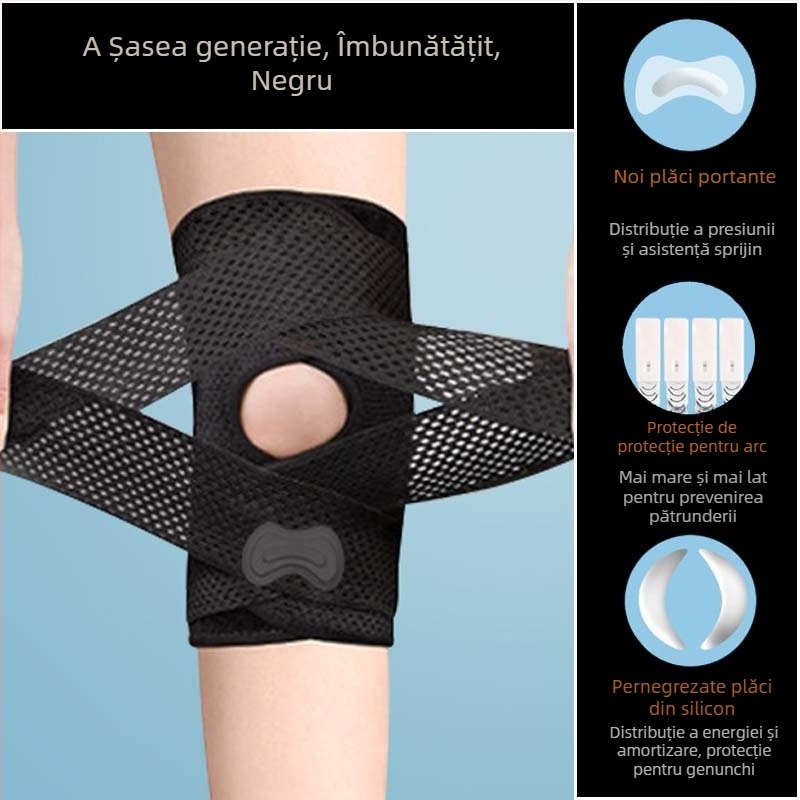 Genunchiera sport japoneză de generația a șasea pentru leziuni la genunchi, menisc și suport rotulian, model subțire pentru protecție în drumeții și alergare
