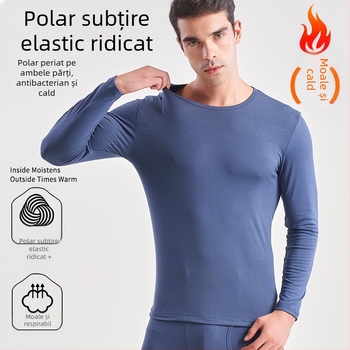 Lenjerie termică antibacteriană pentru bărbați, din fleece subțire, de toamnă, haine și pantaloni Shuyi, lenjerie termică antibacteriană cu șlefuire față-verso de înaltă elasticitate