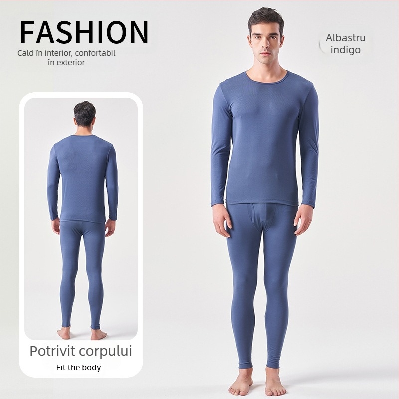 Lenjerie termică antibacteriană pentru bărbați, din fleece subțire, de toamnă, haine și pantaloni Shuyi, lenjerie termică antibacteriană cu șlefuire față-verso de înaltă elasticitate