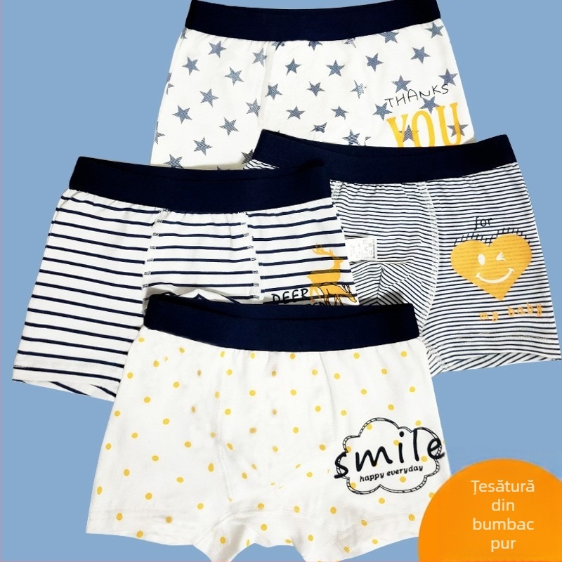 Lenjerie intimă subțire de vară din bumbac pur pentru băieți și fete, categoria A, lenjerie intimă pentru copii de talie mică, medie și mare, boxeri din bumbac