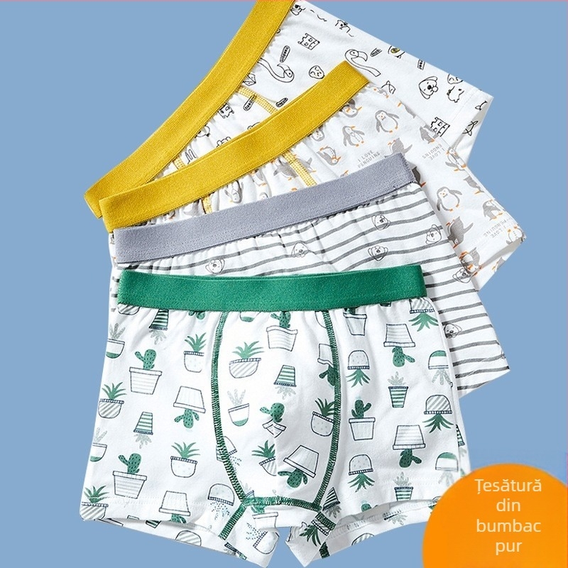 Lenjerie intimă subțire de vară din bumbac pur pentru băieți și fete, categoria A, lenjerie intimă pentru copii de talie mică, medie și mare, boxeri din bumbac