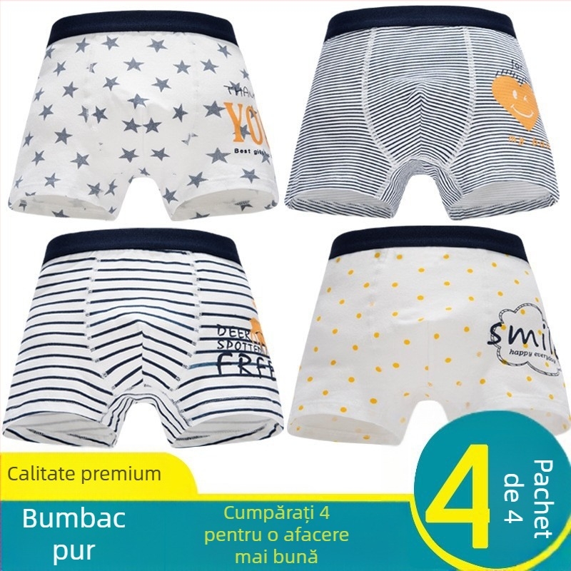Lenjerie intimă subțire de vară din bumbac pur pentru băieți și fete, categoria A, lenjerie intimă pentru copii de talie mică, medie și mare, boxeri din bumbac