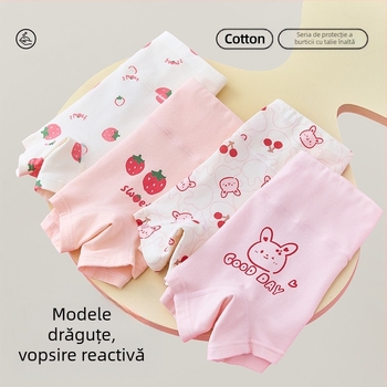 Lenjerie intimă pentru fete, bumbac pur, clasa A, bumbac, talie înaltă, boxeri, protecție pentru burtă, pantaloni scurți de mijlocul toamnei și iernii, fără croială la fund