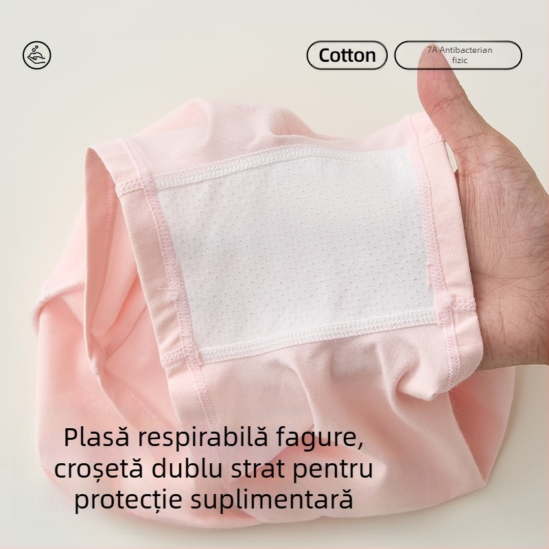 Lenjerie intimă pentru fete, bumbac pur, clasa A, bumbac, talie înaltă, boxeri, protecție pentru burtă, pantaloni scurți de mijlocul toamnei și iernii, fără croială la fund