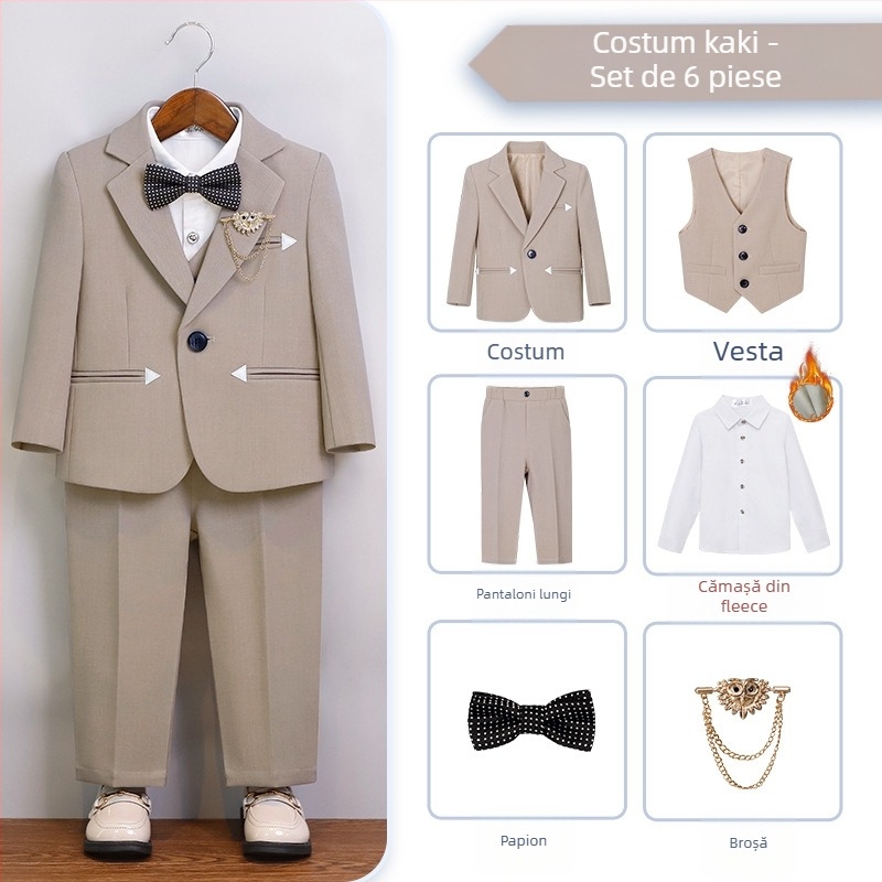 Costum pentru copii, costum britanic pentru gentleman, costum de băiat, rochie de mireasă pentru fetiță cu flori, rochie de pian pentru gazdă