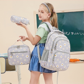 Rucsac nou transfrontalier pentru școala primară, pentru elevi, cu imprimeu proaspăt, impermeabil, cu margarete, drăguț