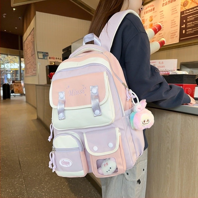 K-Style de rucsac școlar original de mare capacitate, design de nișă, casual, versatil, la modă, rucsac pentru femei, rucsac de meditații pentru femei