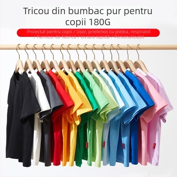 În stoc, tricou cu mânecă scurtă pentru copii, bumbac, vară, mâneci medii și mari, îmbrăcăminte pentru copii, băieți și fete, jachetă de culoare solidă, îmbrăcăminte de clasă, cămașă publicitară en-gros
