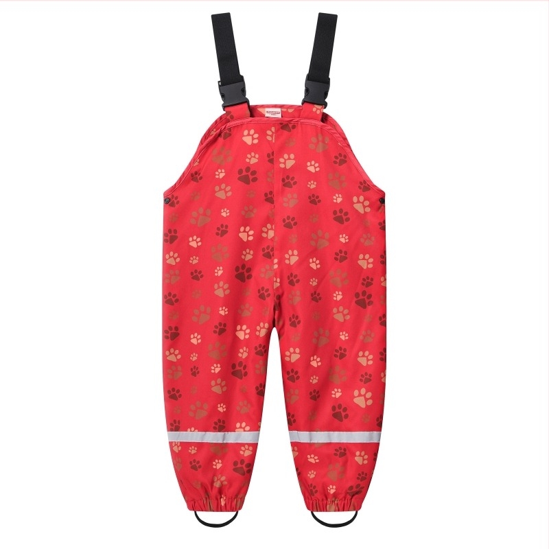 Pantaloni de ploaie imprimați multicolor pentru copii, de dimensiuni mici și mijlocii, pentru băieți și fete, cu bretele, en-gros