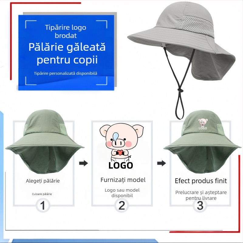 Pălărie de soare pentru copii, de vară, pentru bebeluși, pălărie de soare subțire, pentru băieți și fete, cu bor mare, pentru pescar