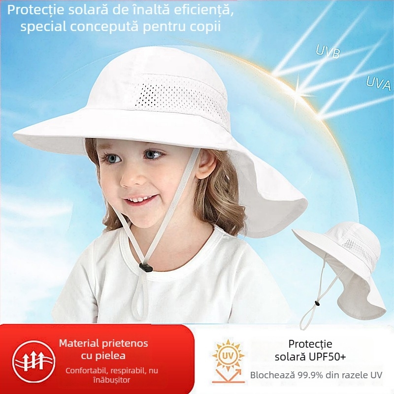 Pălărie de soare pentru copii, de vară, pentru bebeluși, pălărie de soare subțire, pentru băieți și fete, cu bor mare, pentru pescar