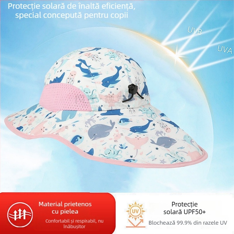Pălărie de soare pentru copii, de vară, pentru bebeluși, pălărie de soare subțire, pentru băieți și fete, cu bor mare, pentru pescar