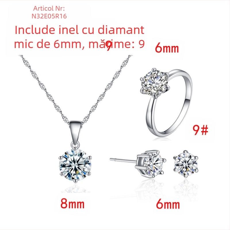 Cercei cu zirconiu cu șase gheare, design de nișă 2023, colier inelar, cercei simpli pentru femei, bijuterii de înaltă calitate, en-gros