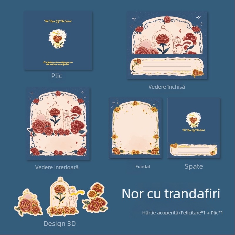 Card 3in Simplu și Elegant Cadou de Aur Fierbinte de Ziua Profesorului Felicitare Iubitor și D Ziua de Naștere Trandafir Carte de Dragoste Tridimensională