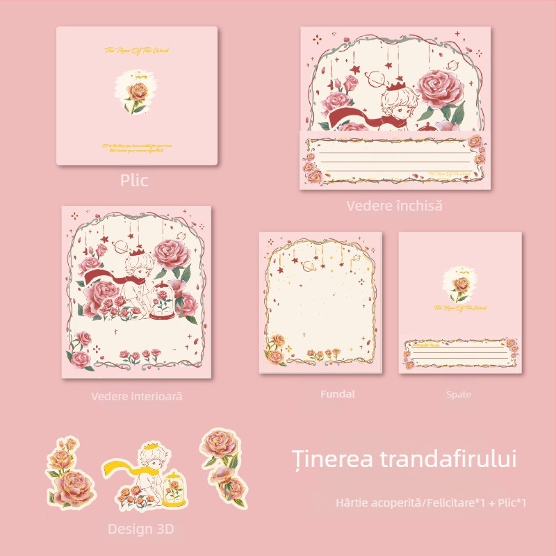 Card 3in Simplu și Elegant Cadou de Aur Fierbinte de Ziua Profesorului Felicitare Iubitor și D Ziua de Naștere Trandafir Carte de Dragoste Tridimensională