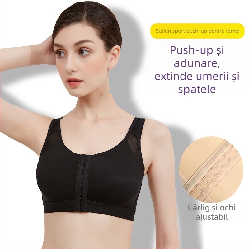 Producători transfrontalieri europeni și americani plus size cu cataramă frontală închisă, lenjerie intimă, fără inel de oțel, reglabil, sutien de yoga, confortabil pentru alergare