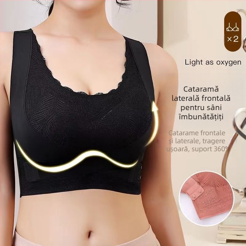 Vestă sport cu cataramă laterală din dantelă, rezistentă la șocuri, fără sudură, spate frumos, reglabil, yoga, fitness, lenjerie sport pentru femei