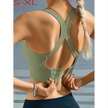 Sutien sport de dimensiuni mari, fără inele de oțel, absorbant de șocuri, pentru frumusețe și sutien de fitness pentru yoga, cu cataramă reglabilă la spate