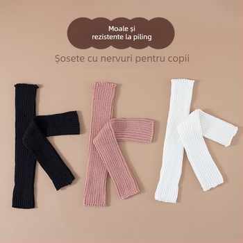2025 Nou Set de șosete peste genunchi pentru copii, primăvară și vară, cu dungi verticale, tricotate, genunchiere, respirabile, șosete pentru fete