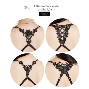 Sutien transparent invizibil curea de umăr din dantelă cu gol încrucișat spate curea dublă de acoperire a umărului curea interioară subțire anti-alunecare curea