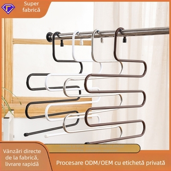 Ușor de haine în formă de S, din oțel inoxidabil antiderapant, cu mai multe straturi, pentru prosoape, depozitare eșarfe și finisare, cârlig pentru uz casnic