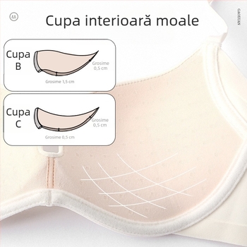 Lenjerie intimă fără sudură din oțel moale cu inel pentru femei, sâni subțiri, mari, sâni mici, push-up, anti-lăsare, reglabil, sutien push-up confortabil