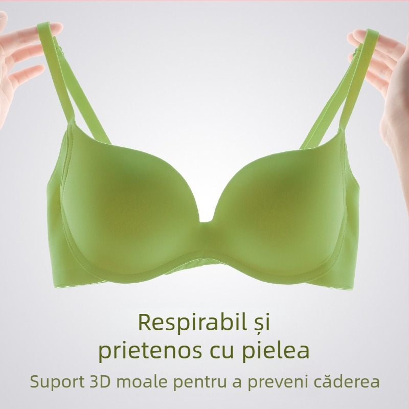 Lenjerie intimă fără sudură din oțel moale cu inel pentru femei, sâni subțiri, mari, sâni mici, push-up, anti-lăsare, reglabil, sutien push-up confortabil