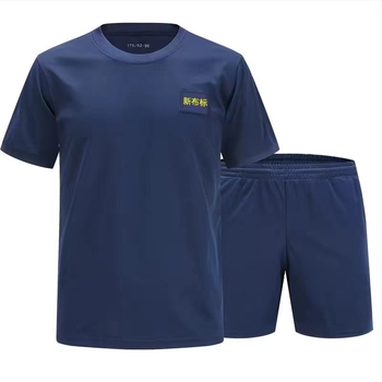 Costum de antrenament de fitness pentru bărbați, vară, uscare rapidă, respirabil, albastru, cu mânecă scurtă, pantaloni scurți, studenți, sport, antrenament militar, alergare, femei