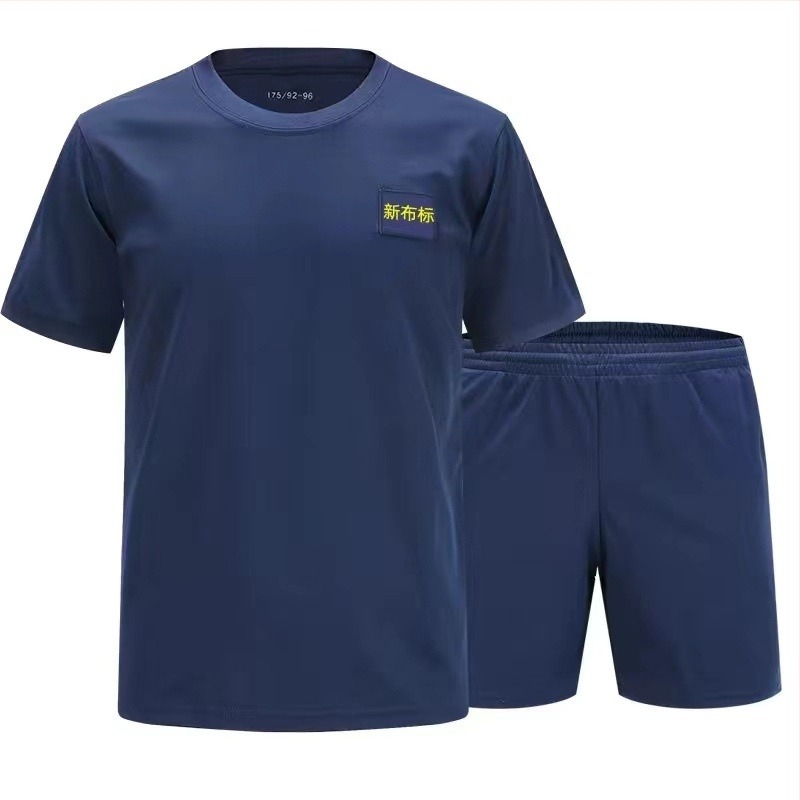 Costum de antrenament de fitness pentru bărbați, vară, uscare rapidă, respirabil, albastru, cu mânecă scurtă, pantaloni scurți, studenți, sport, antrenament militar, alergare, femei