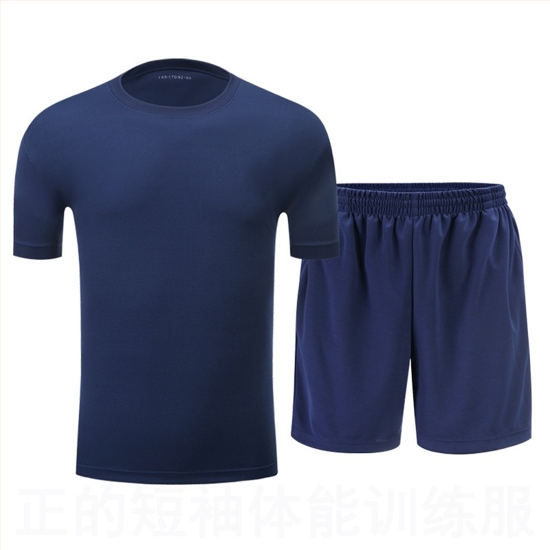 Costum de antrenament de fitness pentru bărbați, vară, uscare rapidă, respirabil, albastru, cu mânecă scurtă, pantaloni scurți, studenți, sport, antrenament militar, alergare, femei