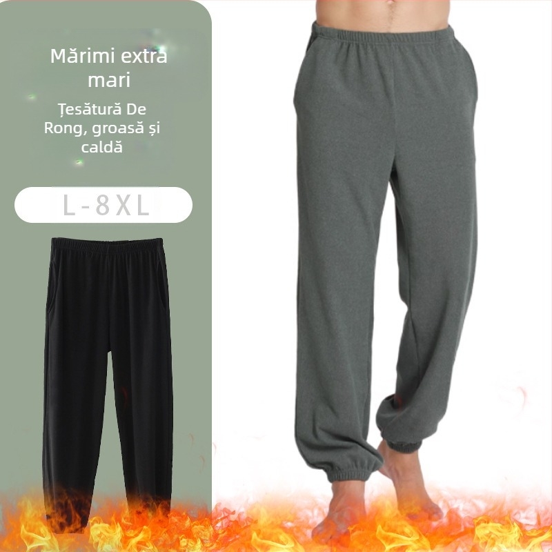 Pantaloni scurți de catifea lejeri pentru bărbați grași, de iarnă, căptușiți cu fleece și îngroșați, casual, caldi