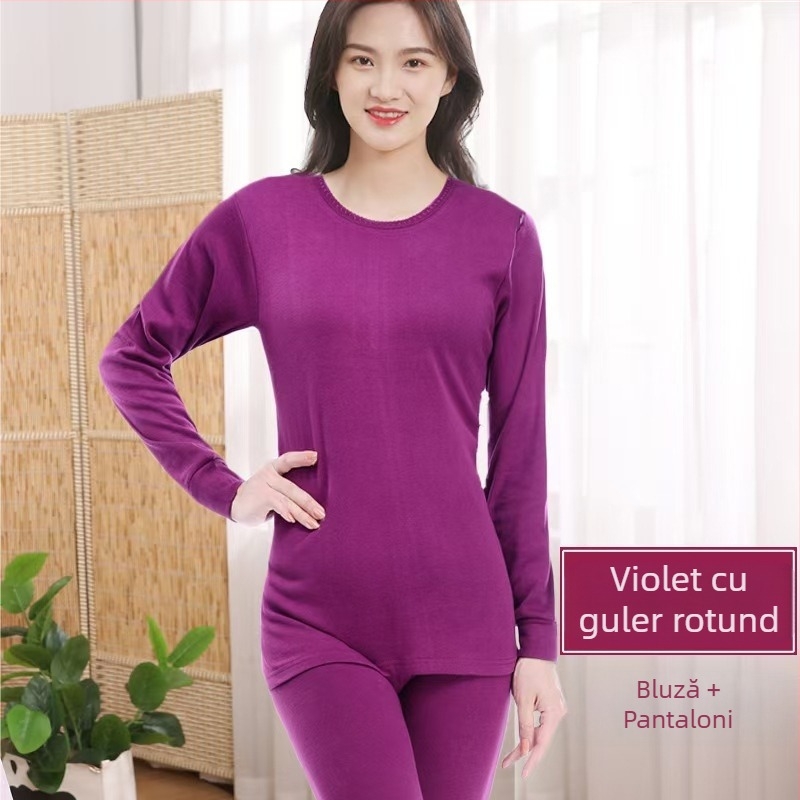 Set de lenjerie termică din bumbac pur pentru bărbați, toamnă și iarnă, lenjerie termică pentru femei, pulover din bumbac, tricotaje, îngroșat pentru căldură